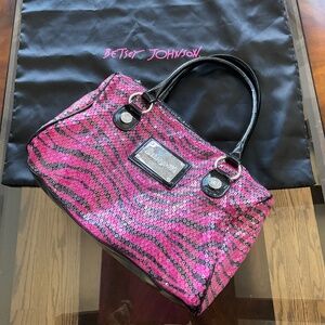 Betsey Johnson zebra sequined bag in excellent condition